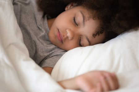 Cute,Little,African,American,Kid,Girl,Sleeping,Well,Alone,In